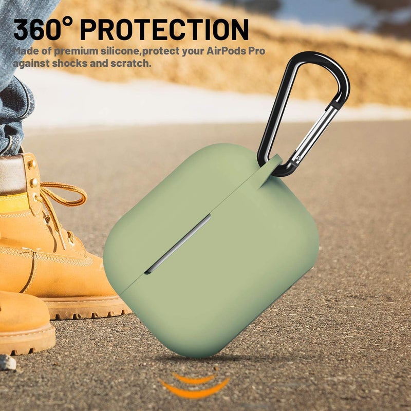 ATUAT for AirPods Pro 1st/2nd Generation Case Cover, Protective Silicone Skin Accessories with Keychain for Women Men for Apple AirPods Pro 2019/2022 Charging Case,Front LED Visible-Army Green - Image 5